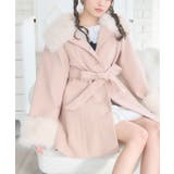 PNK0 | 2wayファー襟付リボンコート | RETRO GIRL