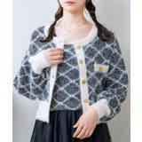 BLK1 | モノグラム柄シャギーNTSET Emsexcite ニットキャミソール＆カーディ… | RETRO GIRL