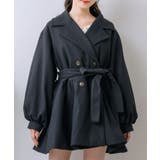 BLK1 | ウエストリボンコート 【秋冬先行予約】ハーフコート トレンチコート | RETRO GIRL