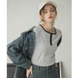 B/BLK | ヘンリーネックカットソー | RETRO GIRL