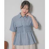 BLU0 | ギャザードッキング半袖SH | RETRO GIRL