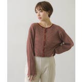 B/RED | ドット釦テレコボーダーカーデ | RETRO GIRL