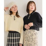襟付きラインニットPO 【レトロガール】ニットプルオーバー/ショート丈トップス | RETRO GIRL | 詳細画像2 