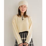 襟付きラインニットPO 【レトロガール】ニットプルオーバー/ショート丈トップス | RETRO GIRL | 詳細画像3 