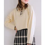 WHT1 | 襟付きラインニットPO 【レトロガール】ニットプルオーバー/ショート丈トップス | RETRO GIRL