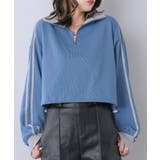 BLU0 | ラインハーフZIPトレーナー 【レトロガール】ショート丈トップス/スポーティー | RETRO GIRL