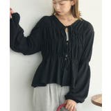 BLK1 | リボンペプラムギャザーBL | RETRO GIRL