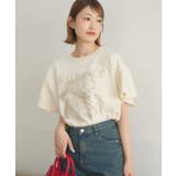 WHT4 | 花プリント袖フリルTEE | RETRO GIRL