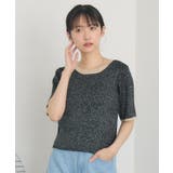 BLK1 | 配色5分袖ラメNT | RETRO GIRL