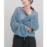 BLU0 | 袖シャーリングメッシュNT | RETRO GIRL