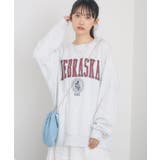 P/WHT | 発泡プリントトレーナー | RETRO GIRL