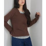 BRN0 | Fレイヤードクルーネックカーデ | RETRO GIRL