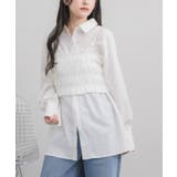 WHT2 | シャーリングキャミ×シャツSET | RETRO GIRL