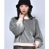 P/WHT | ■RETRO GIRL■ 配色リブ編みニット | RETRO GIRL