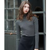 B/BLK | 【WEB限定カラー追加】リブハイネックニット | RETRO GIRL