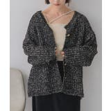 BLK1 | ツイードニットBIGカーデ | RETRO GIRL