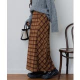 C/BRN | 切替チェックナローSK | RETRO GIRL