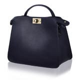 ネイビー | PU(合成皮革) 2WAY ショルダーベルト付き ハンドバッグ | MURA