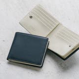 ネイビー×ホワイト | 二つ折り財布 イタリアンレザー プレゼント | MURA