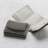 グレー×ホワイト | 三つ折り ミニ財布 イタリアンレザー プレゼント スキミング防止機能付き | MURA