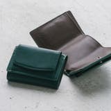 グリーン×ブラウン | 三つ折り ミニ財布 イタリアンレザー プレゼント スキミング防止機能付き | MURA