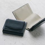 ネイビー×ホワイト | 三つ折り ミニ財布 イタリアンレザー プレゼント スキミング防止機能付き | MURA