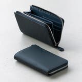 カーボンネイビー | コードバン調/カーボンレザー スキミング防止 コンパクト 小さめ 長財布 | MURA