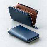 ネイビー | コードバン調/カーボンレザー スキミング防止 コンパクト 小さめ 長財布 | MURA