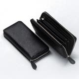 ブラック | エコレザー ソフトシュリンク YKKラウンドファスナー 長財布 | MURA
