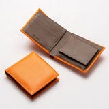 オレンジ/トープ | 牛革 ツートンカラー 隠しポケット付 スリム 二つ折り財布 | MURA
