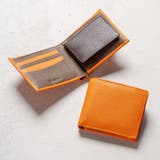 オレンジ/トープ/ブラウン | 牛革 ツートンカラー 隠しポケット付 スリム 二つ折り財布 | MURA