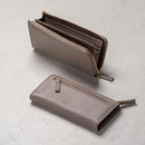 グレー | 牛革 シュリンクレザー スキミング防止 YKK L字ファスナー長財布 | MURA
