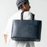 ネイビー | シュリンクレザー シンプル スマホポケット トートバッグ | MURA