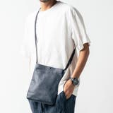 ネイビー | 牛革 マグネットボタン付 薄マチ 縦型 サコッシュ ショルダーバッグ | MURA