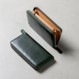 グリーン | MURA 牛革 スキミング防止機能付き YKKラウンドファスナー 長財布 | MURA