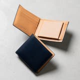 ネイビー | MURA 牛革 スキミング防止機能 ボックス型小銭入れ 二つ折り財布 | MURA