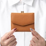 キャメル | シュリンクレザー がま口 ボックス型コイン収納 三つ折り ミニ財布 プレゼント | MURA