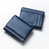 ネイビー | ヴィーガンレザー 薄型コンパクト フラグメントケース プレゼント | MURA