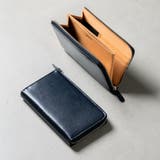 ネイビー | イタリアンレザー スキミング防止 収納力 コンパクト 小さめ 長財布 | MURA