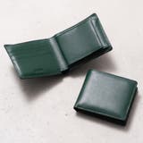 グリーン | 二つ折り財布 ゴートレザー プレゼント スキミング防止機能付き | MURA