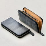 ネイビー | ブライドルイタリアンレザー YKKラウンドファスナー スキミング防止 長財布 | MURA