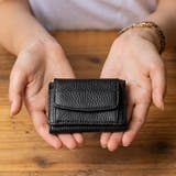 ブラック | イタリア製シュリンクレザー スキミング防止機能付き ミニ財布 三つ折り財布 | MURA