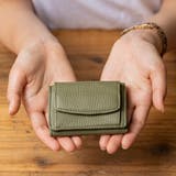 グリーン | イタリア製シュリンクレザー スキミング防止機能付き ミニ財布 三つ折り財布 | MURA