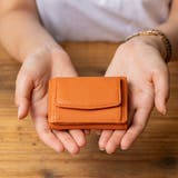 オレンジ | イタリア製シュリンクレザー スキミング防止機能付き ミニ財布 三つ折り財布 | MURA
