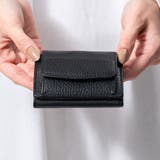 ブラック | イタリア製シュリンクレザー スキミング防止機能付き ミニ財布 三つ折り財布 | MURA