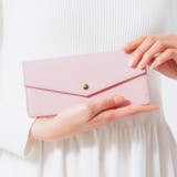 ピンク | サフィアーノレザー スキミング防止 コンパクト かぶせ蓋付き 薄型 長財布 | MURA