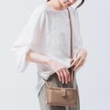 ベージュ | フルグレイン シュリンクレザー L字ファスナー財布付き 横型スマホショルダー | MURA