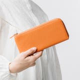 オレンジ | イタリアンレザー 薄型 L字ファスナー スリム 長財布 | MURA