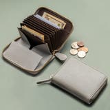 グレー | イタリアンレザー スキミング防止 じゃばら式 ボックス型 コンパクト ミニ財布 | MURA