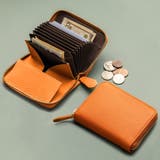 オレンジ | イタリアンレザー スキミング防止 じゃばら式 ボックス型 コンパクト ミニ財布 | MURA